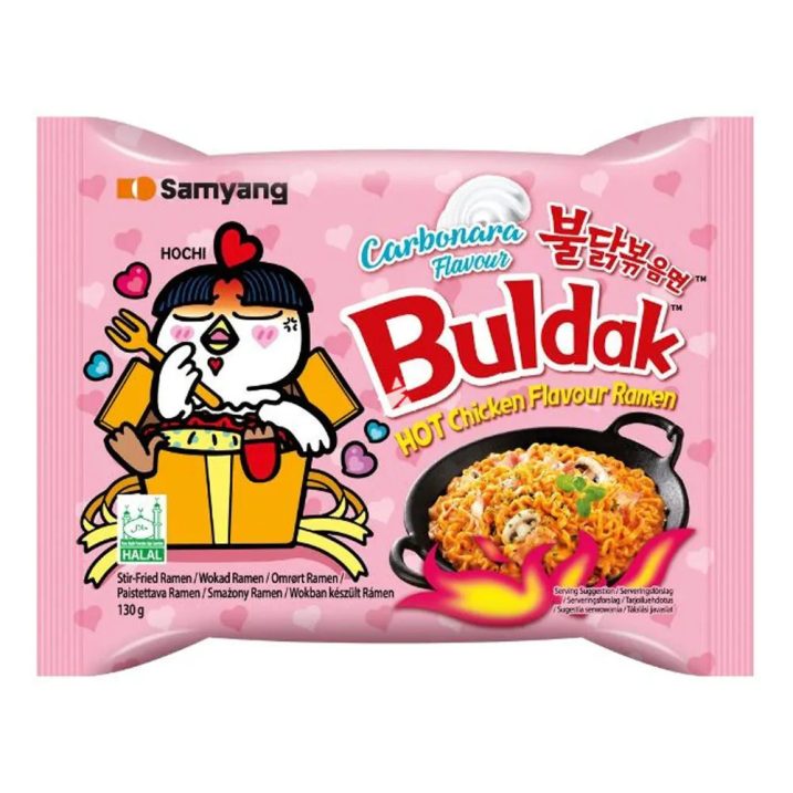 Samyang Buldak Tészta Csípős Csirke és Carbonara Ízesítéssel 130g